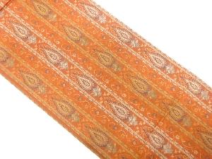 縞に更紗模様織り出し　全通袋帯